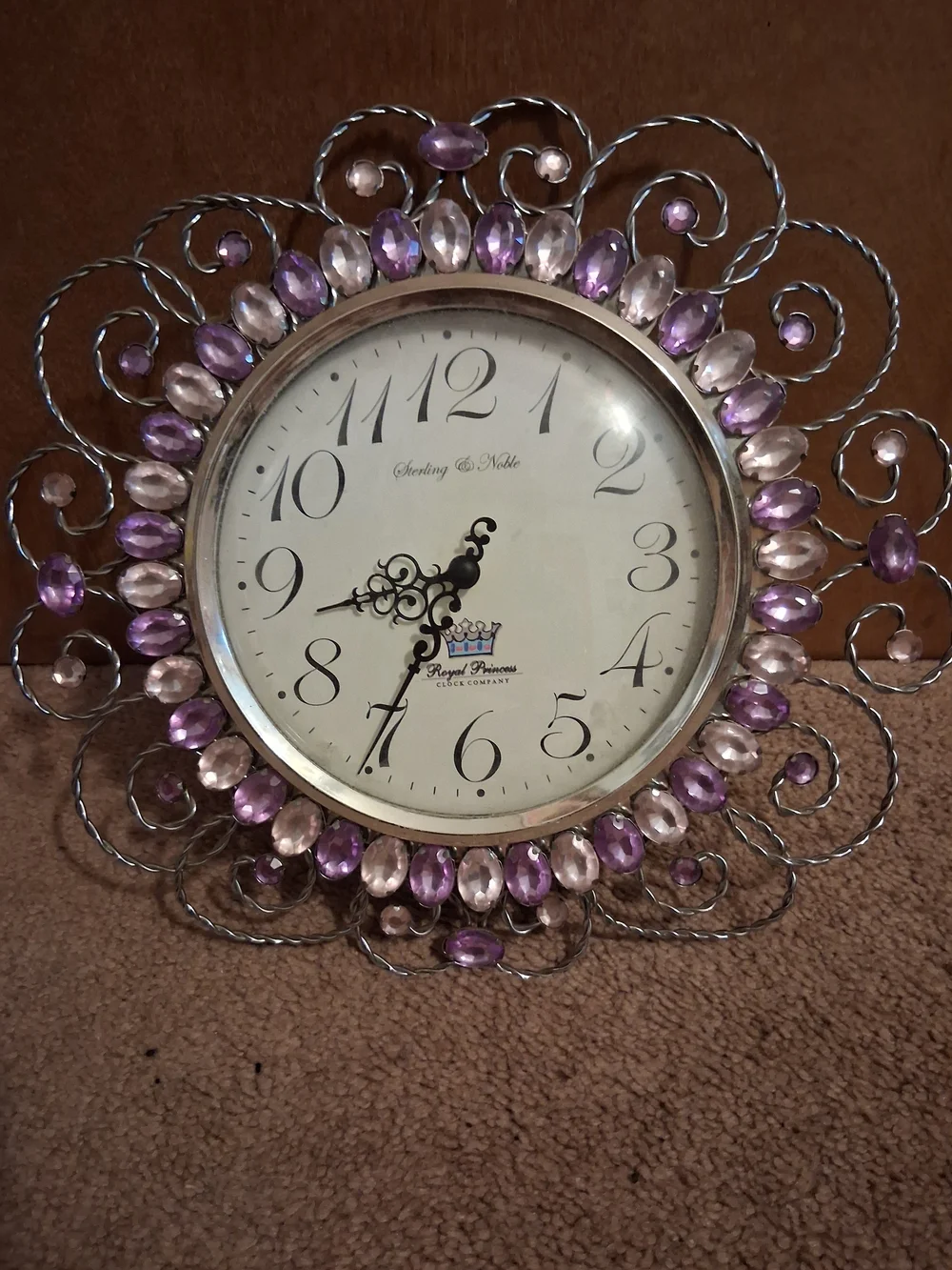 Purple & Clear Crystal Accent Wall Clock
